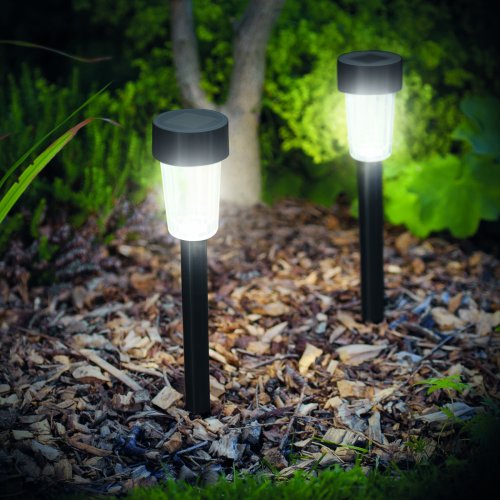 LED solární lampa do exteriéru plast - černá