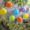 Řetěz ze solárních lampionů – 10 ks barevných lampionů, studená bílá LED – 2,5 m