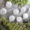 Řetěz ze solárních lampionů – 10 ks bílých lampionů, studená bílá LED – 2,5 m