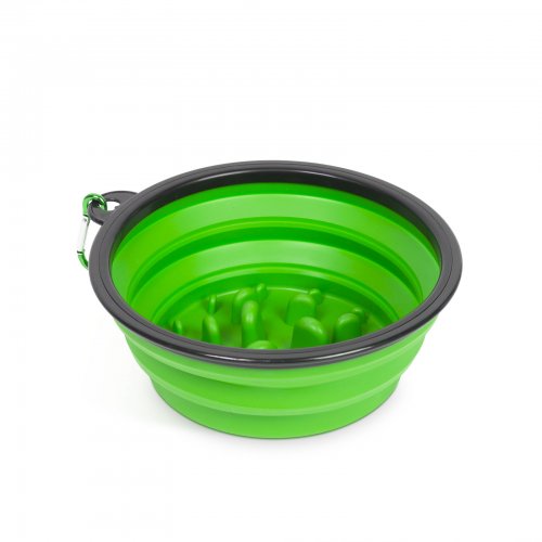 Skládací miska - proti hltání - zelená - 1000 ml