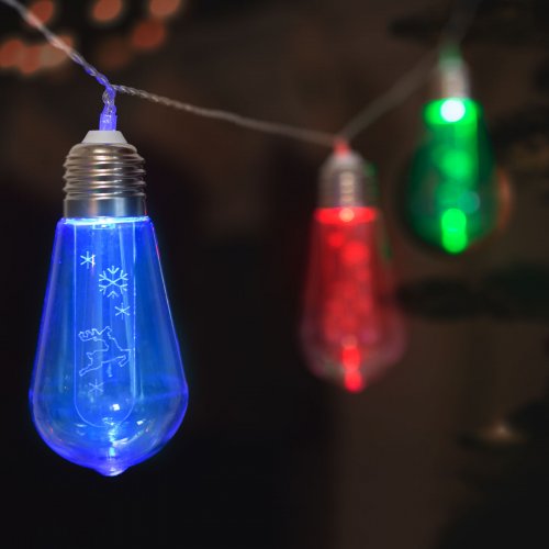 LED světelný řetěz – žárovky – 10 LED – 1,9 metru – barevný – 2 x AA