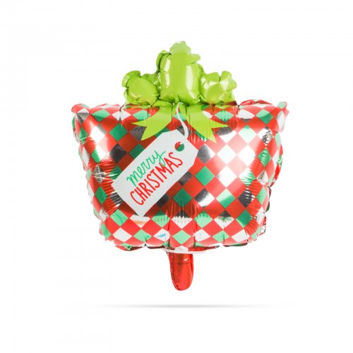 Vánoční balónek - dárek - hliník - 30 x 18 cm