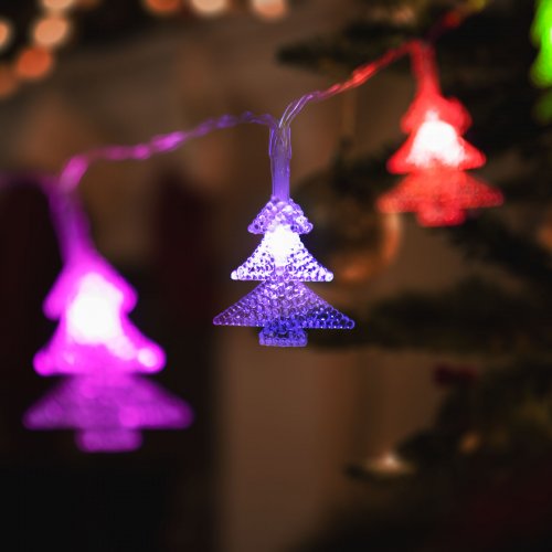 LED světelný řetěz – barevné stromy – 20 LED – 2,3 m – 3 x AA