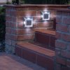 LED solární lampa zapichovací / nástěnná – čtverec, kov – studená bílá – 10 x 10 x 2,5 (+11) cm