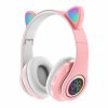Bluetooth sluchátka s kočičíma ušima s RGB osvětlením