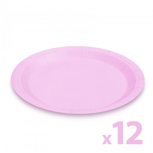 Sada papírových talířů - růžová - 23 cm - 12 ks / balení