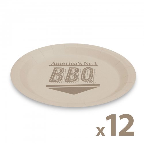 Sada papírových talířů - BBQ - 23 cm - 12 ks / balení