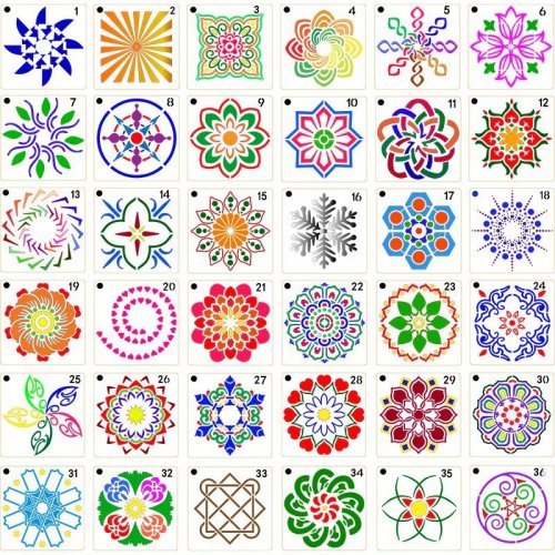 Šablona mandala, kreslící šablona-36 ks