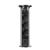 Skrytý prodlužovač se zabudovaným motorem - stříbrný 3 x 250 V + 2 x USB