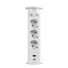 Skrytý prodlužovač se zabudovaným motorem – bílý 3 x 250 V + 2 x USB