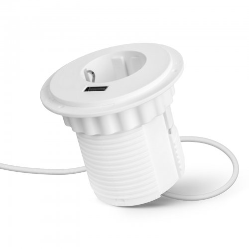 Skrytá - vestavná zásuvka + USB - bílá