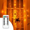 Pavučinová záclona s pavoukem - 60 ks teplých bílých LED - USB