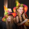 Halloweenský LED čarodějnický klobouk – barevný, polyester – 38 cm