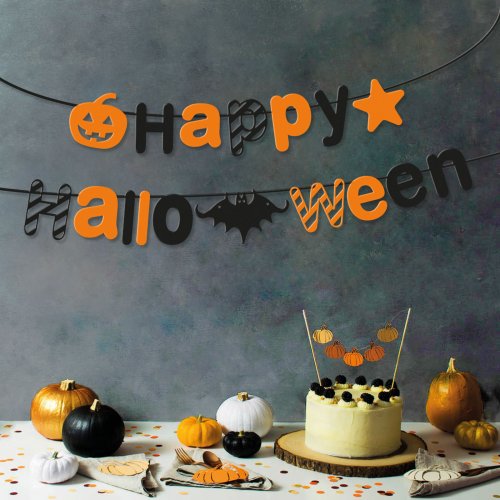 Halloweenská papírová girlanda – „Happy Halloween“ – 3,5 m