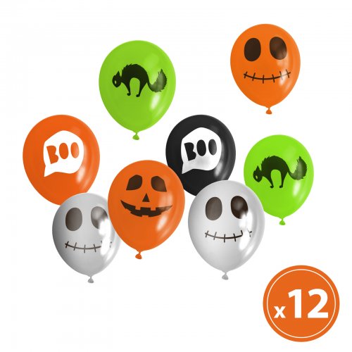 Sada halloweenských balónků – 4 druhy – 12 ks / balení
