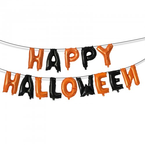 Sada halloweenských balónků – „Veselé Halloween“ – upevnitelná páska