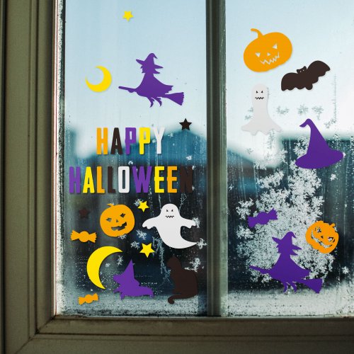 Sada halloweenských papírových samolepek – více druhů motivu