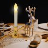 Vánoční ozdoba – svíčka se žlutou LED – bílá / zlatá – 22 cm