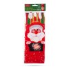 Vánoční držák na láhve s mašlí - Mikuláš - polyester - 32 x 12,5 cm