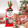 Vánoční držák na láhve s mašlí – sněhulák – polyester – 32 x 12,5 cm