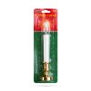 Vánoční ozdoba – svíčka se žlutou LED – bílá / zlatá – 22 cm