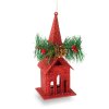 Vánoční třpytivý kostel s věšákem – 16 x 6,5 cm – červený
