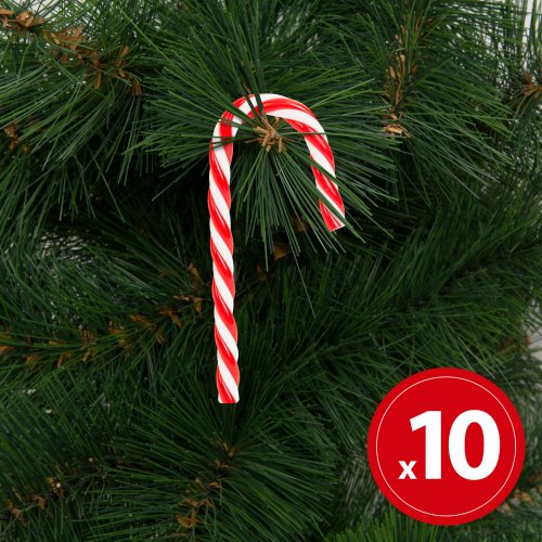 Vánoční dekorační lízátko – 9,2 cm – červená / bílá – 10 ks / balení
