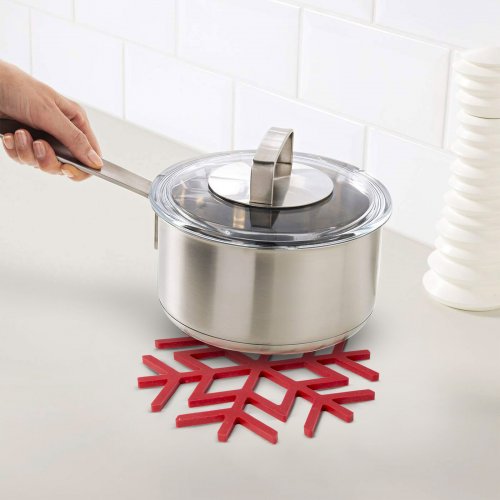 Silikonová podložka pod hrnec – křišťál – červená – 17 cm