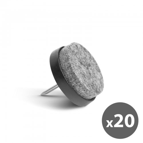 Sada podložek pod nábytek (s hřebíkem) – 20 ks / balení – šedá