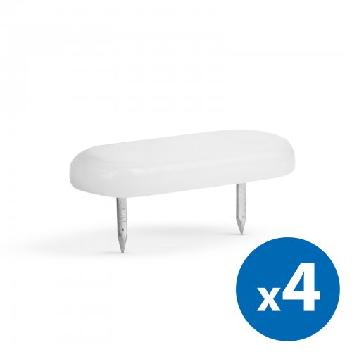 Sada plastových ochran na podlahu – s hřebíkem, bílé – 43 x 18 mm – 4 ks / balení
