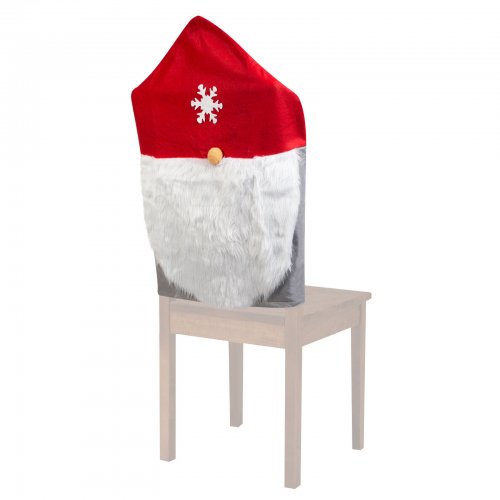 Vánoční dekorace na židli - skandinávský skřítek - 50 x 60 cm - červená / šedá