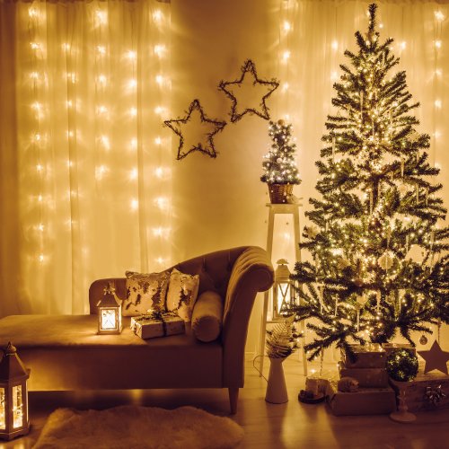 Světelný závěs - 200 ks LED - teplá bílá - síťové - IP44 - 4,2 m - 8 programů