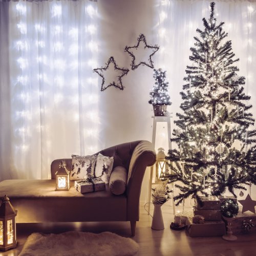 Světelný závěs – 200 ks LED – denní bílá – síťové – IP44 – 4,2 m – 8 programů