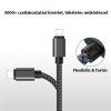 Extra odolná Lightning iPhone rychlonabíječka a datový USB kabel 1 m - Šedá