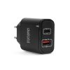 Síťový adaptér USB + Type-C PD20W rychlé nabíjení - černý