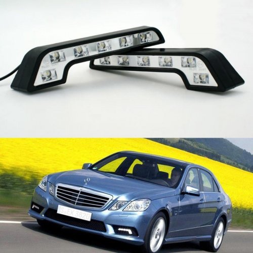 Denní auto LED světlo, bílé, s 6 žárovkami
