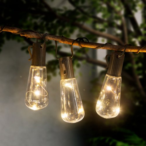 Solární LED světelný řetěz – design žárovky – 30 LED – 180 cm