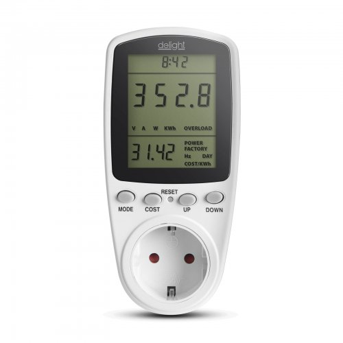 Měřič spotřeby s výpočtem nákladů 240V, max. 16 A, 3680W
