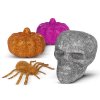 Halloweenská dekorační sada – pavouk, lebka, 2 ks dýní – třpytivé