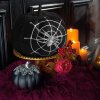 Halloweenská dýňová dekorace - černé třpytky - s pavučinou - 15 cm