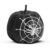 Halloweenská dýňová dekorace - černé třpytky - s pavučinou - 15 cm
