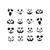 Sada halloweenských fóliových samolepek – černé dýňové obličeje – 16 ks / balení
