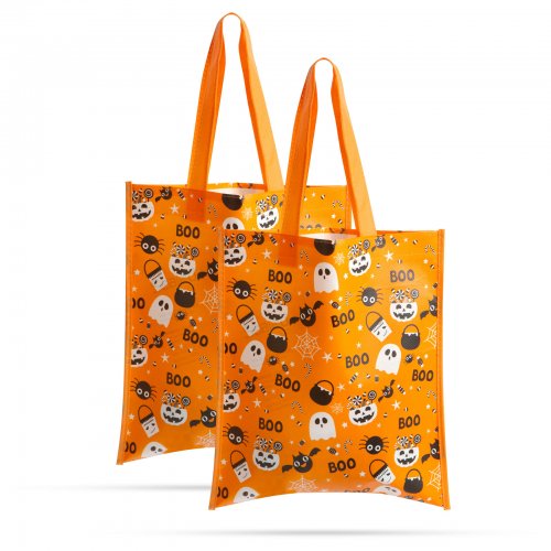 Sada halloweenských dárkových tašek – 27 x 31 cm – oranžová – 2 ks / balení