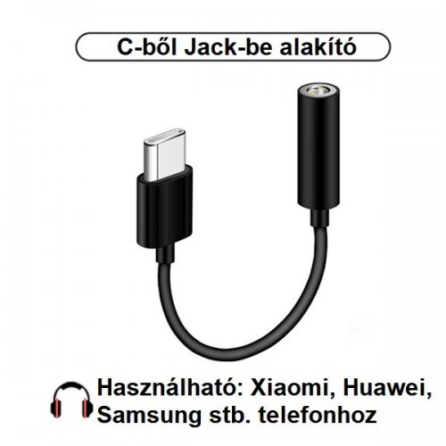 Převodník z Type-C na Jack 3,5 mm – Černý