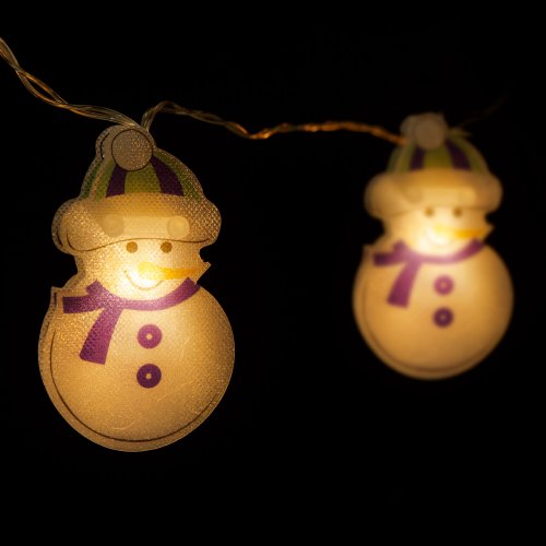 LED světelný řetěz – sněhulák – 10 LED – 1,35 metru – teplá bílá – 2 x AA