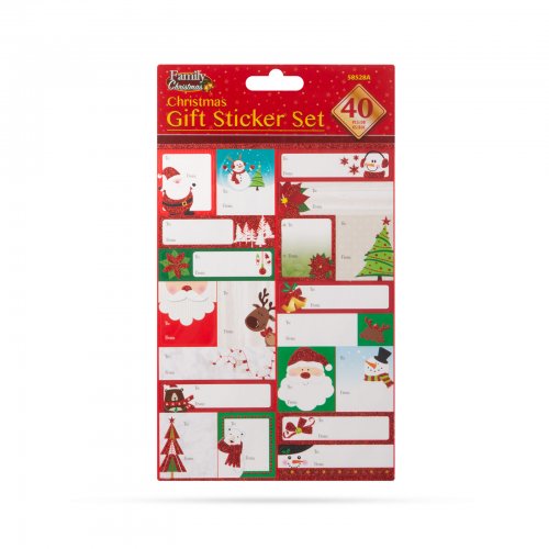 Sada vánočních samolepek na dárky – 15,2 x 21,6 cm – 40 ks / balení