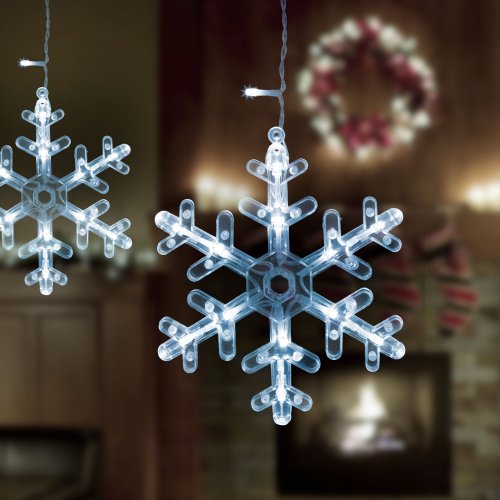 LED světelný závěs – sněhová vločka – 3 x 0,75 m – 224 studeně bílých LED – IP44
