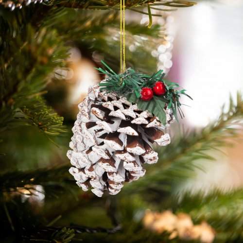 Vánoční dekorace – šiška – 12 cm – 2 ks / balení