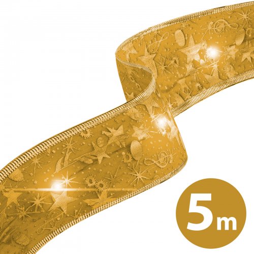 Vánoční LED pásek - zlatý - 5 m x 5 cm - 50 LED - USB