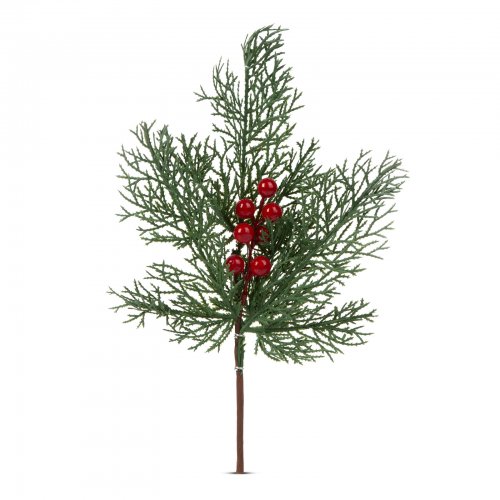 Vánoční dekorace – větev s červenými bobulemi – 35 cm